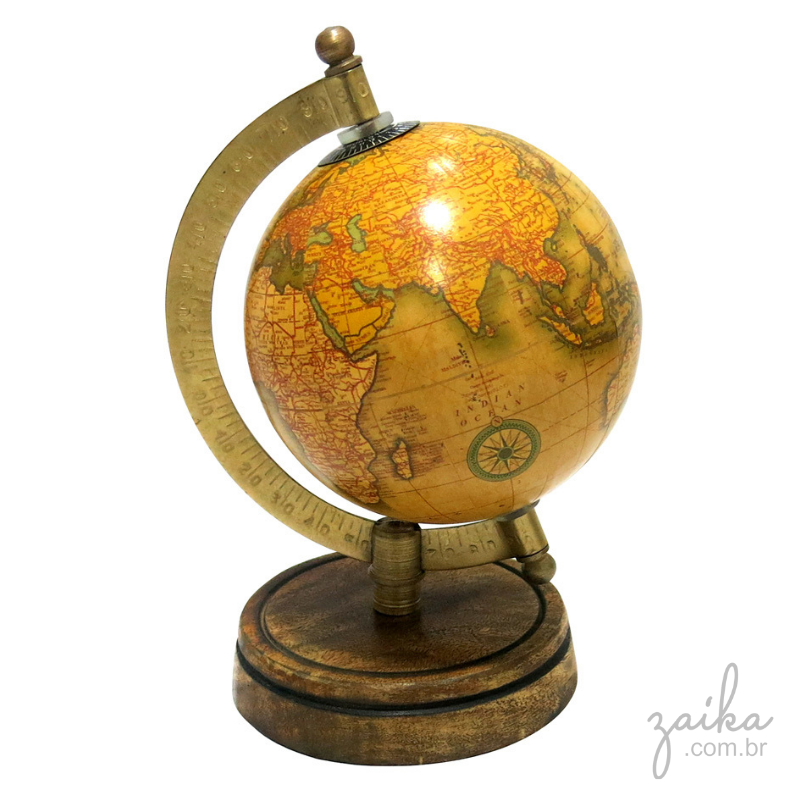 GLOBO DECORATIVO COM BASE EM MADEIRA