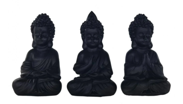 ESCULTURA BUDA  EM RESINA PRETA