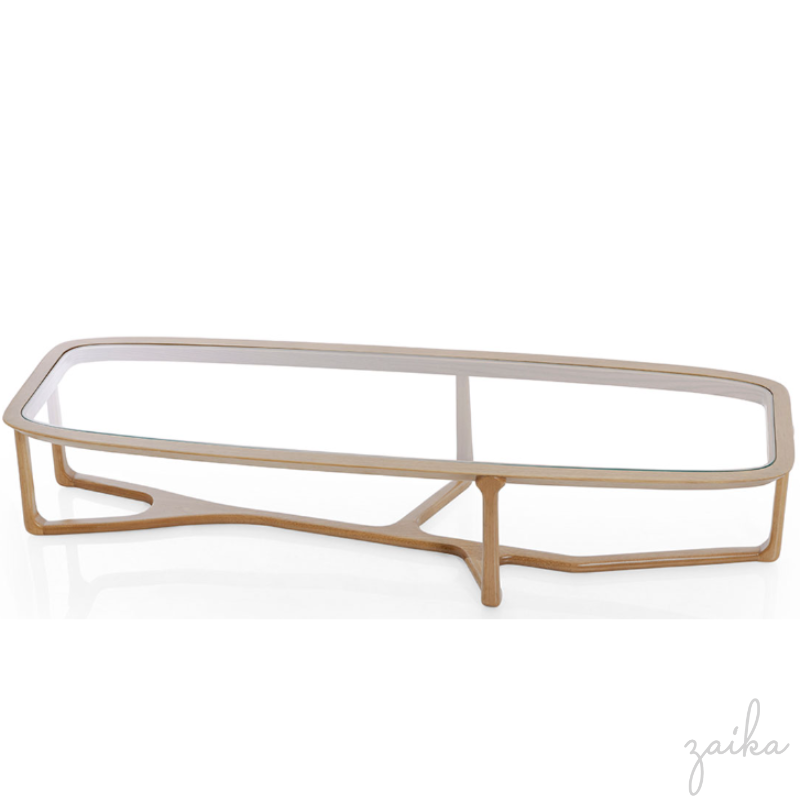 MESA DE CENTRO EM MADEIRA E VIDRO