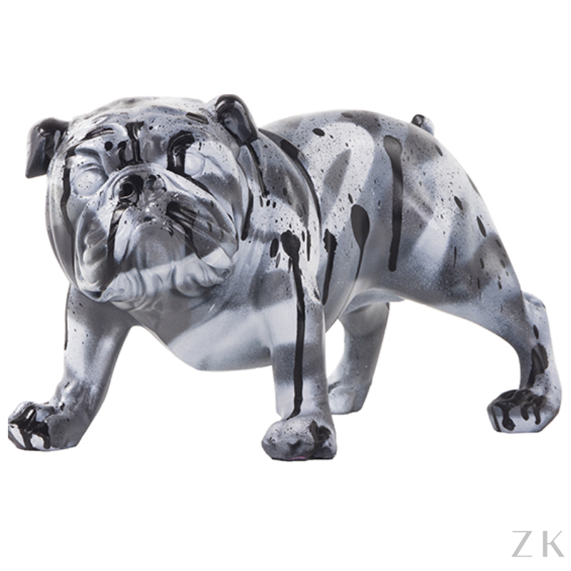 ESCULTURA BULLDOG EM TONS DE CINZA 