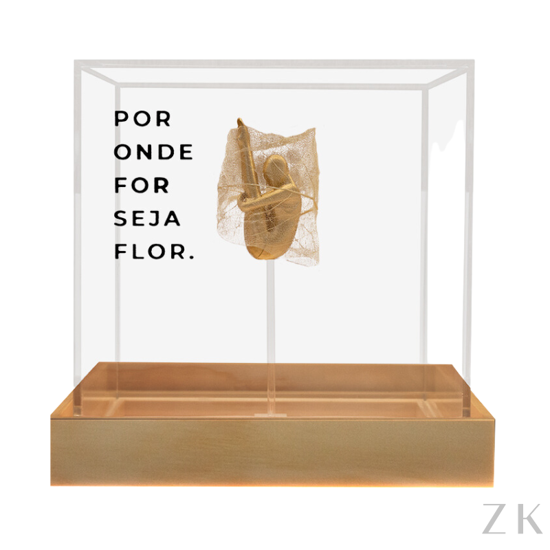 ESCULTURA POR ONDE FOR SEJA FLOR EM CAIXA ACRÍLICA | ARTISTA KALINA JUZWIAK