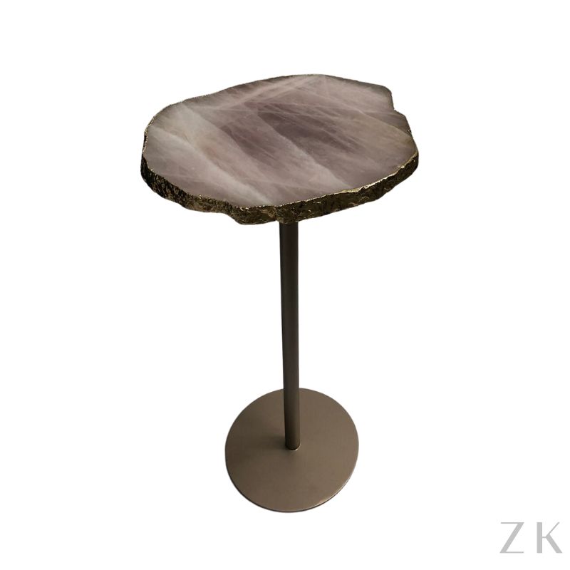 MESA LATERAL EM PEDRA NATURAL QUARTZO ROZA