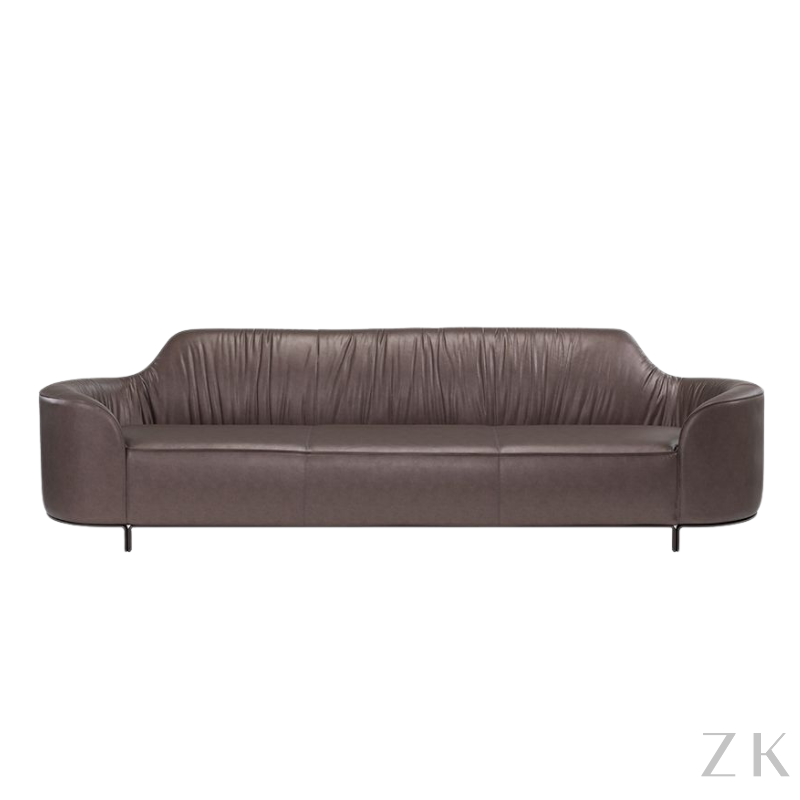 SOFA FIXO EM COURO NATURAL 