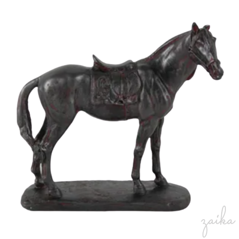 CAVALO PRETO DECORATIVO EM POLIRESINA