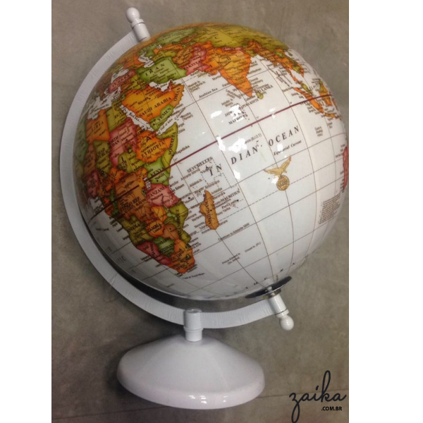 GLOBO DECORATIVO PLÁSTICO COM METAL ESMALTADO BRANCO
