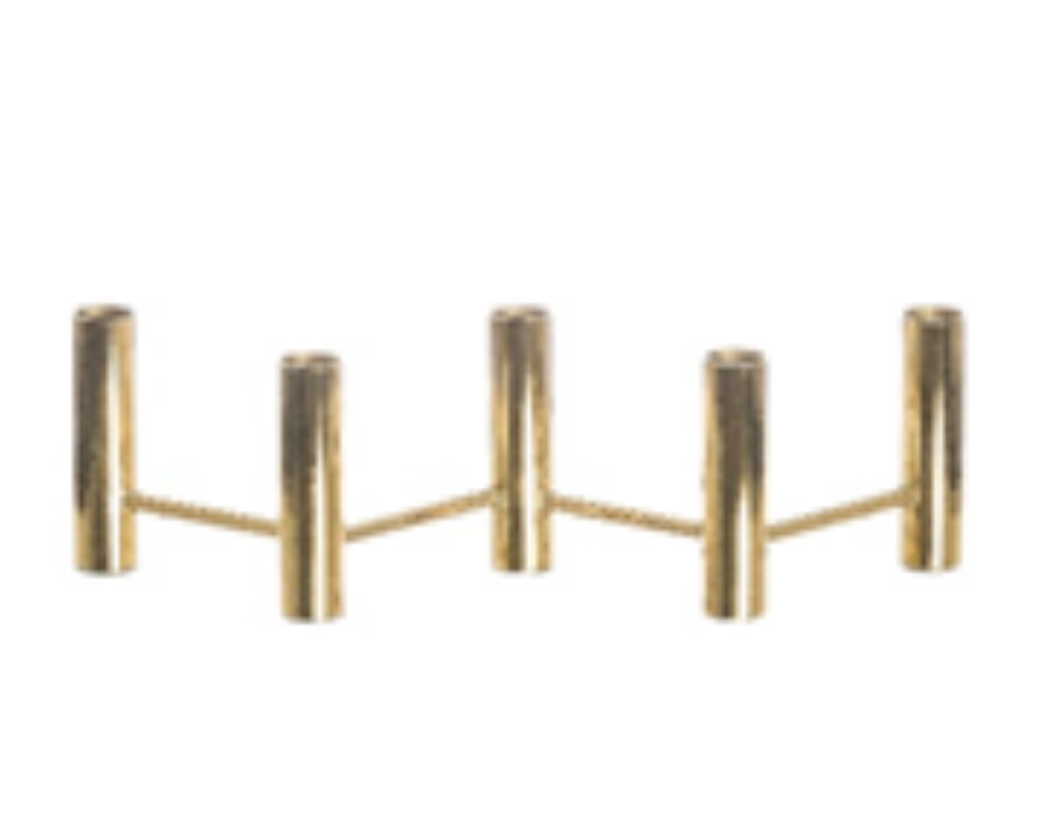 CASTIÇAL EM METAL DOURADO 5 VELAS