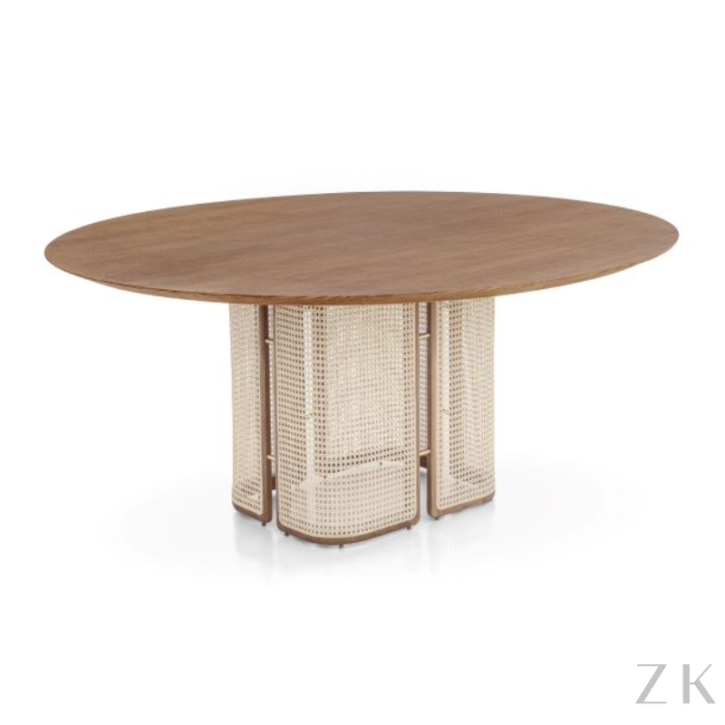 MESA DE JANTAR REDONDA BASE EM PALHA 