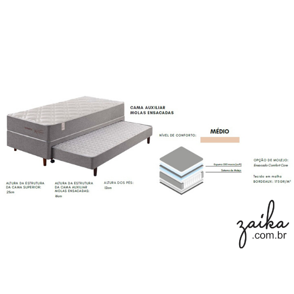 COLCHÃO COM BASE CAMA AUXILIAR COM MOLAS