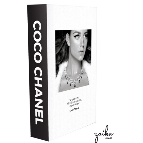 CAIXA LIVRO COCO CHANEL  BRANCO E PRETO 