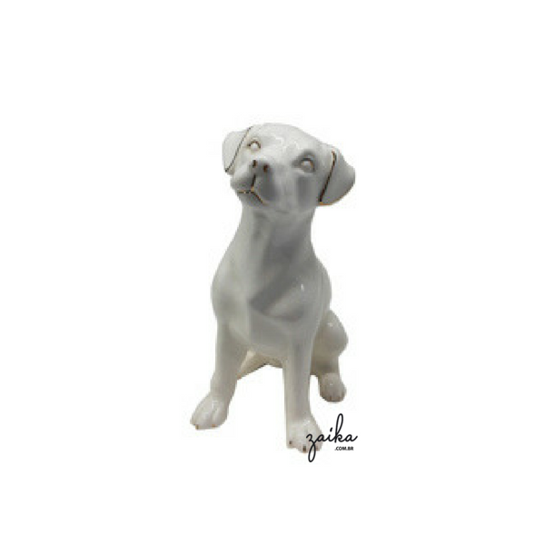 DECORAÇÃO PORCELANA CACHORRO SENTADO 