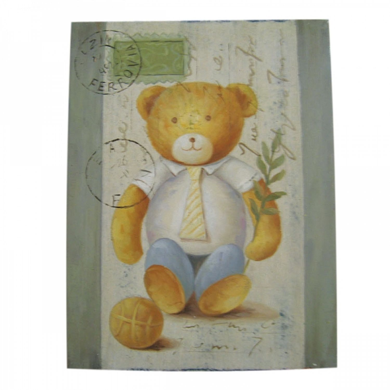 QUADRO DECORATIVO BEBE OU INFANTIL COM ESTAMPA DE URSO COM GRAVATA.