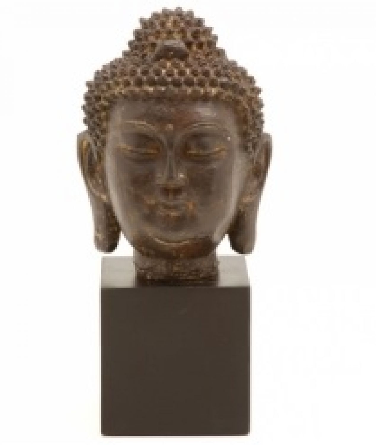 CABEÇA DE BUDA DECORATIVA FEITA EM RESINA.