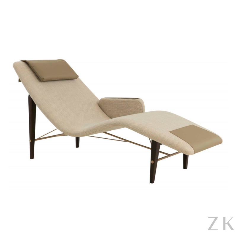 CHAISE ESTRUTURA MADEIRA E METAL ESTOFADA | DESIGNER ALE ALVARENGA