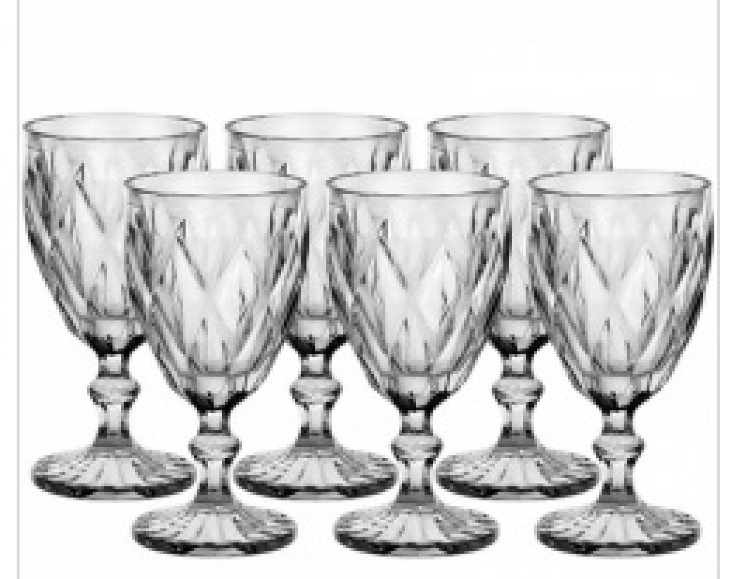 CONJUNTO DE 6 TAÇAS TRANSPARENTE BICO ABACAXI PARA VINHO.