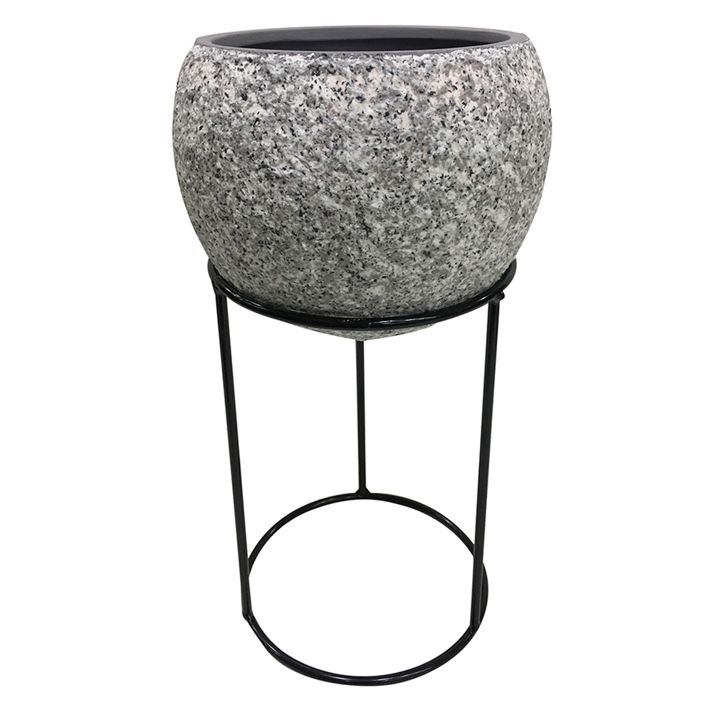 CACHEPOT DE CERÂMICA COM SUPORTE DE METAL