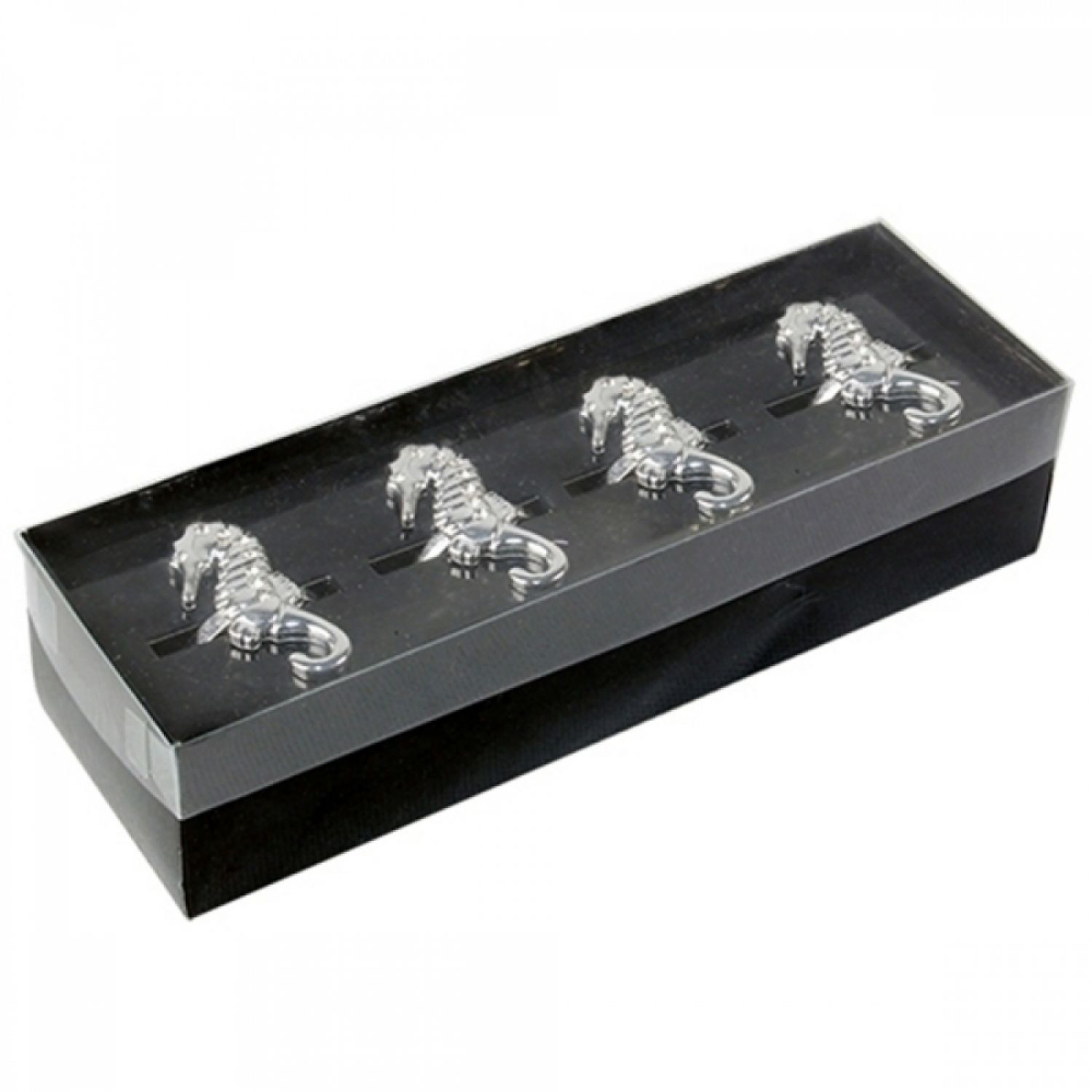 CJ DE PORTA GUARDANAPOS DE METAL CAVALO MARINHO 4 PCS.