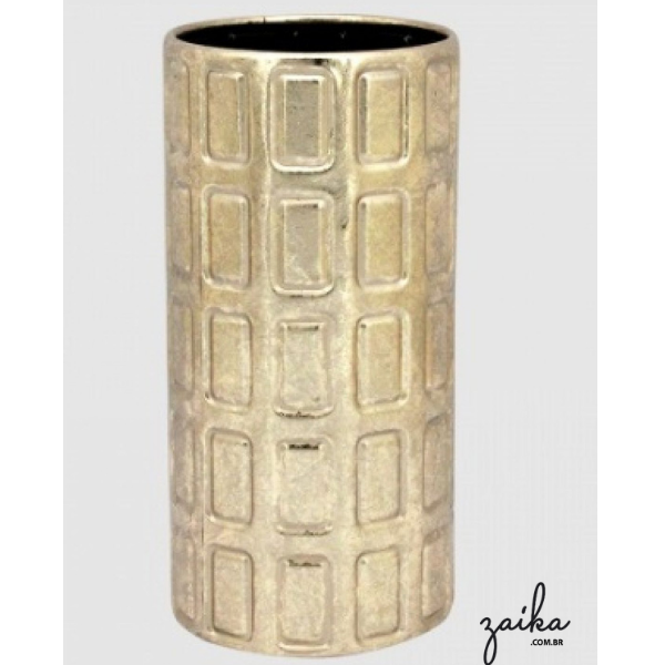 VASO DOURADO RETANGULOS EM CERÂMICA